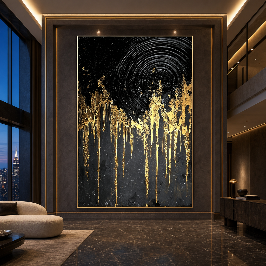 AVIORART Black Gold Wall Art Canvas