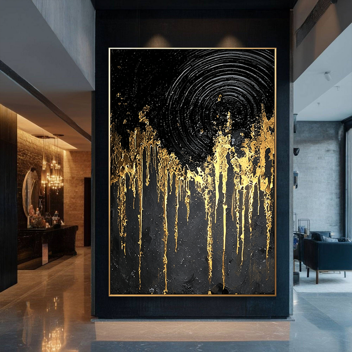 AVIORART Black Gold Wall Art Canvas