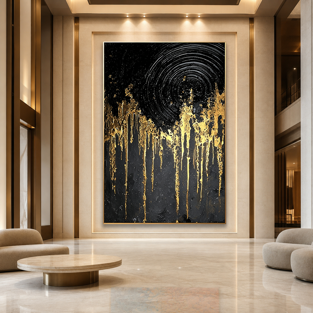 AVIORART Black Gold Wall Art Canvas