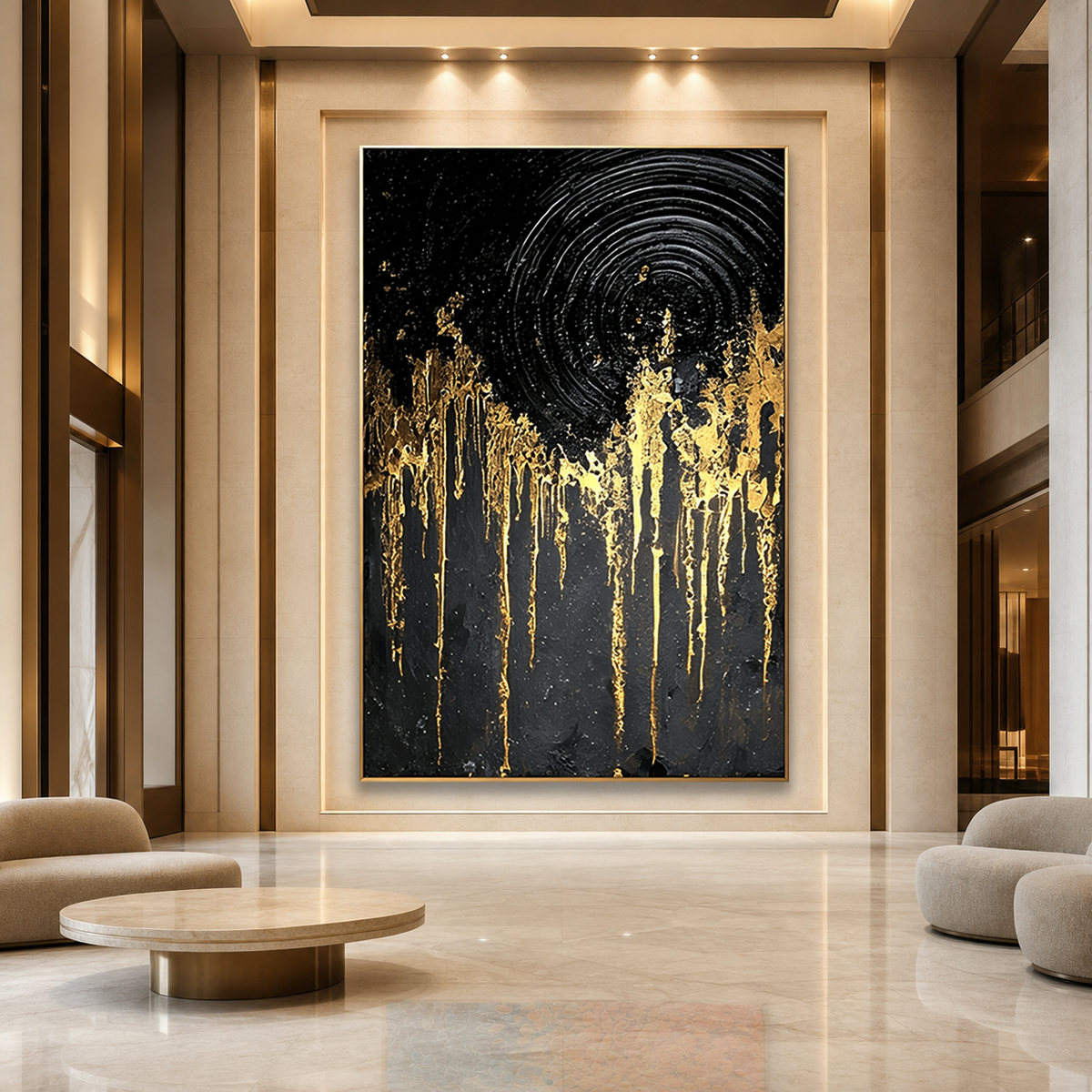 AVIORART Black Gold Wall Art Canvas
