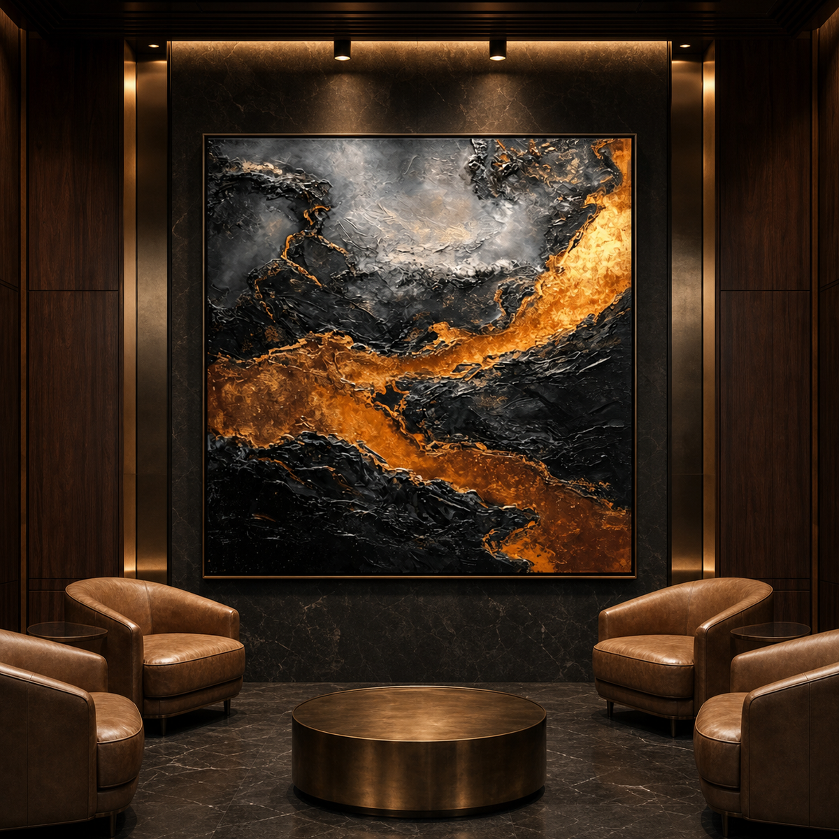 AVIORART Black Amber Wall Art Canvas