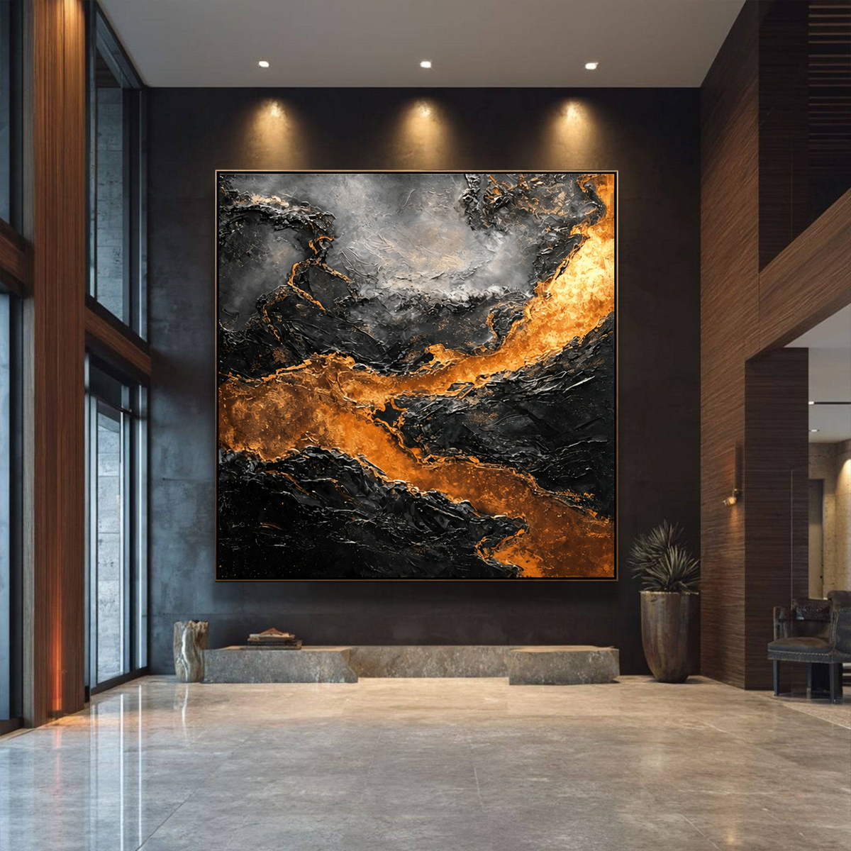 AVIORART Black Amber Wall Art Canvas