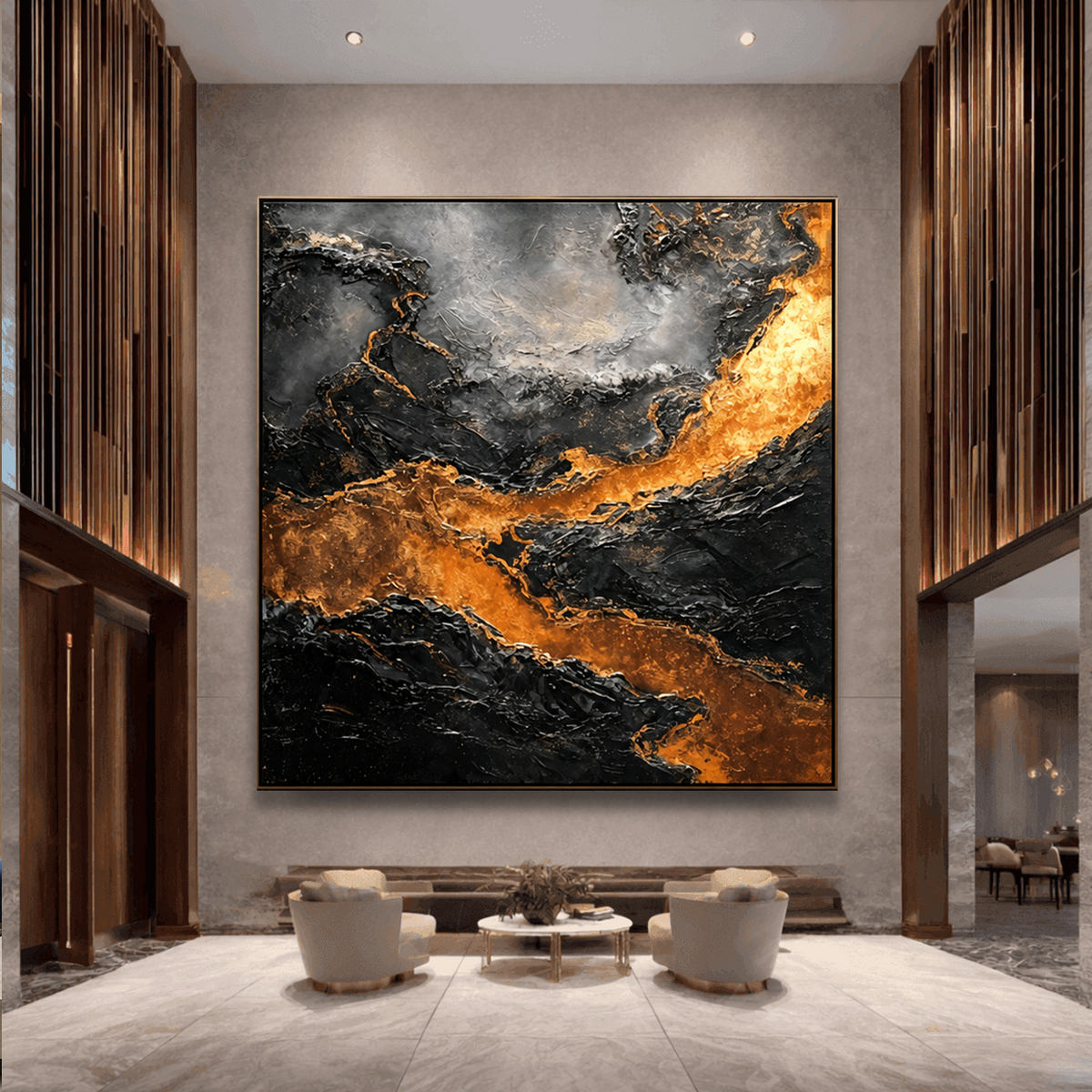 AVIORART Black Amber Wall Art Canvas