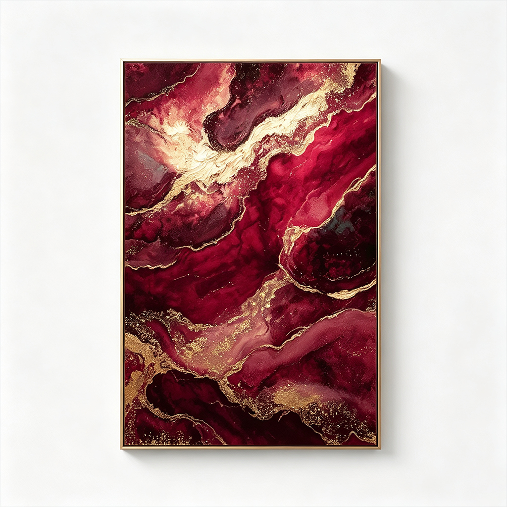 AVIORART Burgundy Waves Wall Art Canvas
