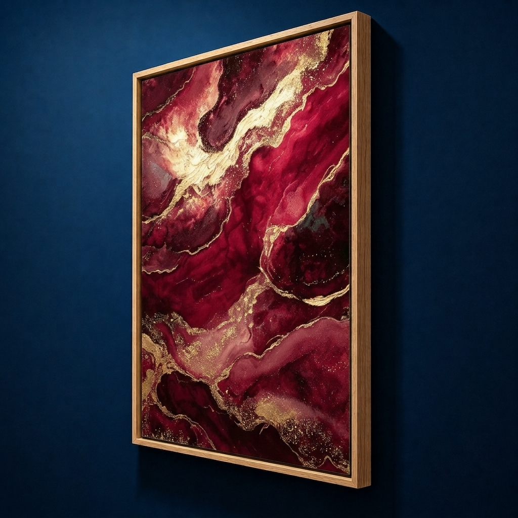 AVIORART Burgundy Waves Wall Art Canvas