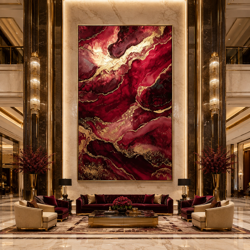 AVIORART Burgundy Waves Wall Art Canvas