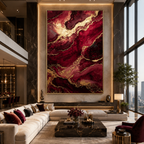 AVIORART Burgundy Waves Wall Art Canvas