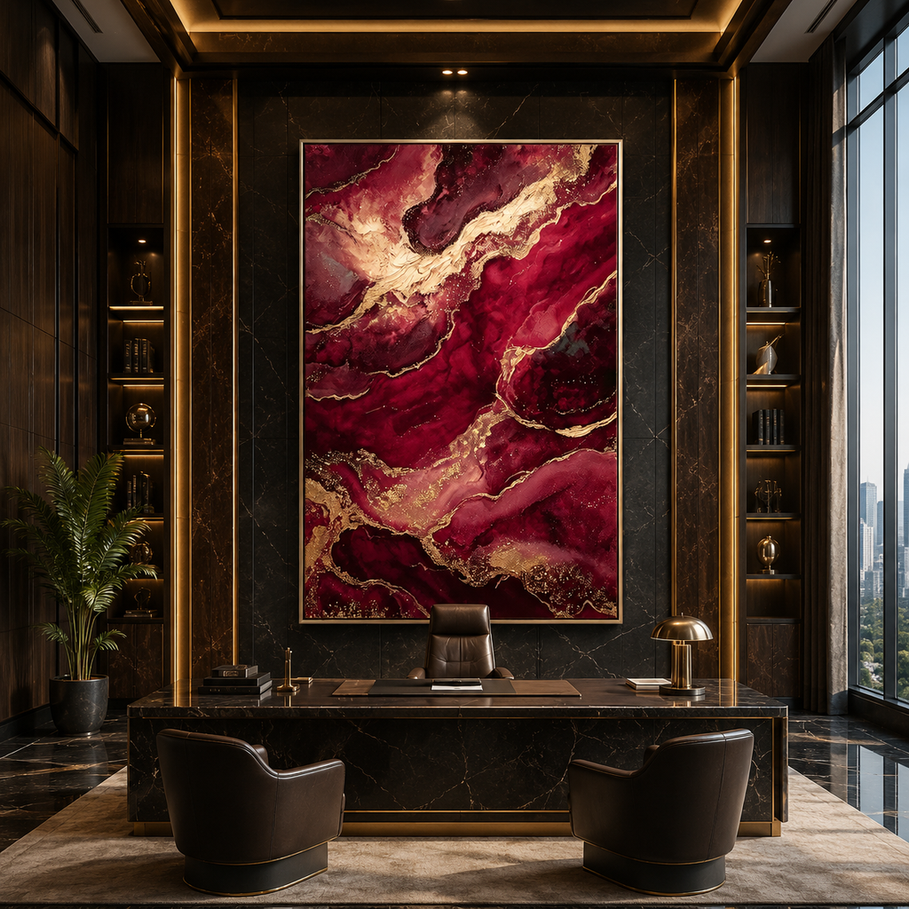AVIORART Burgundy Waves Wall Art Canvas
