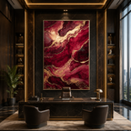 AVIORART Burgundy Waves Wall Art Canvas