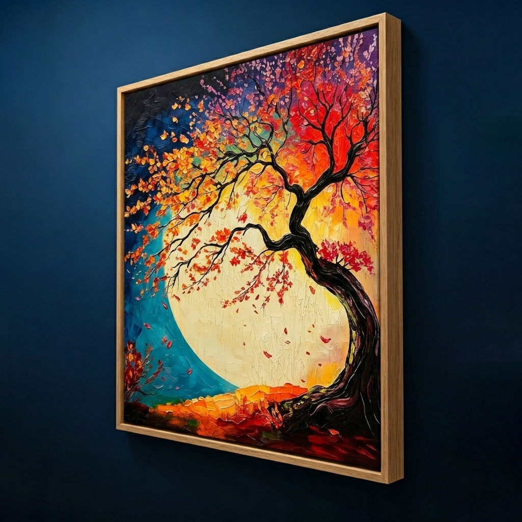 AVIORART Celestial Moonlit Tree Wall Art Canvas