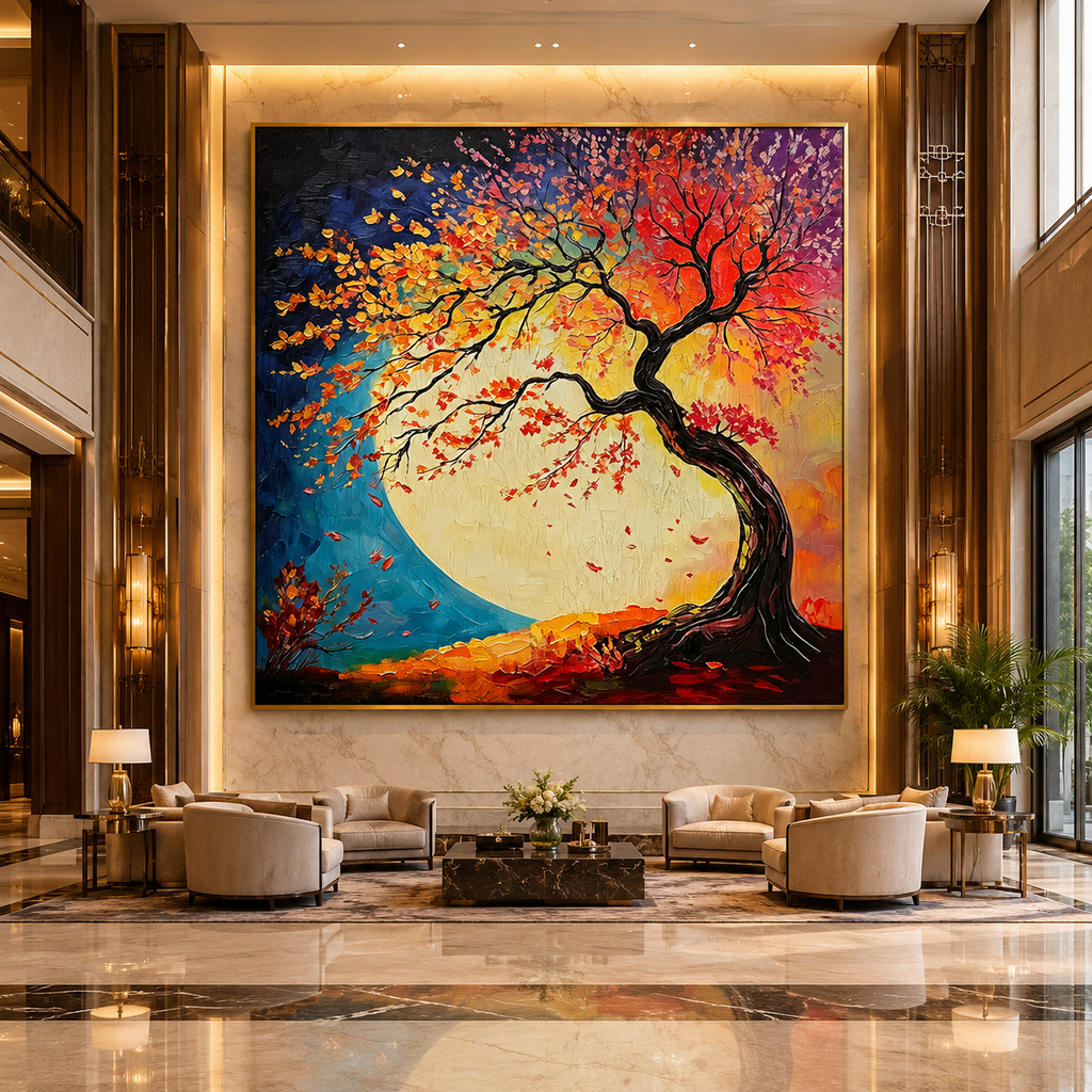 AVIORART Celestial Moonlit Tree Wall Art Canvas