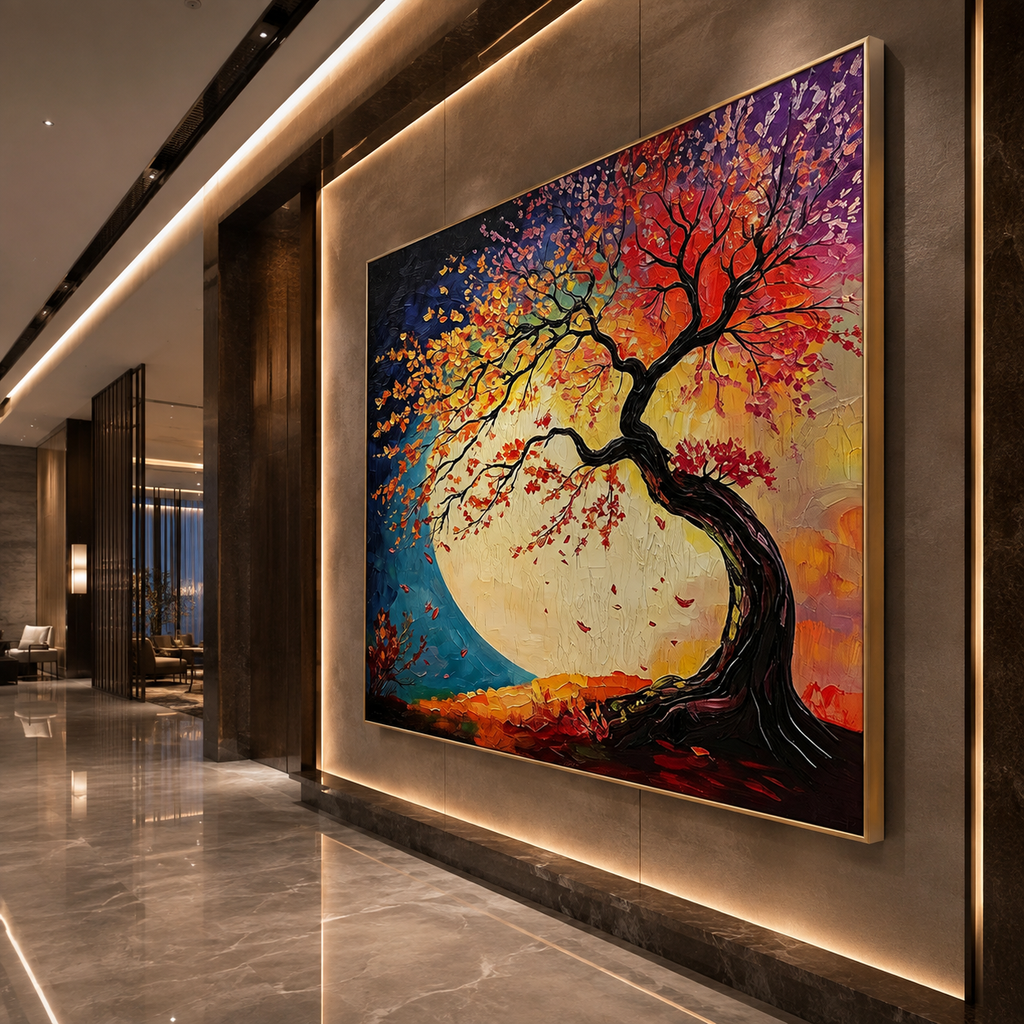 AVIORART Celestial Moonlit Tree Wall Art Canvas