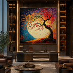 AVIORART Celestial Moonlit Tree Wall Art Canvas