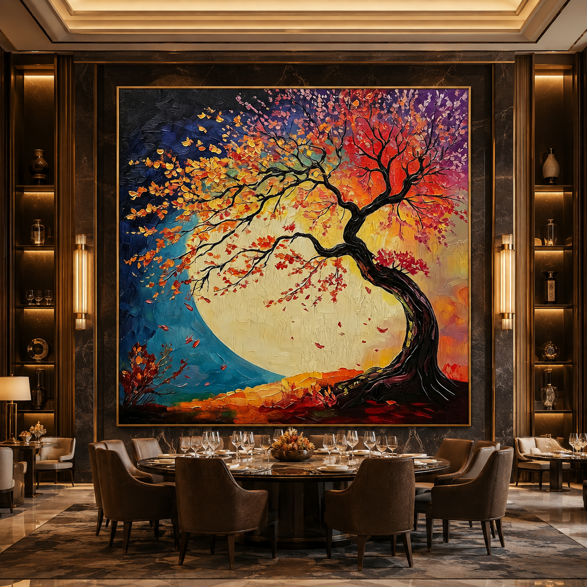 AVIORART Celestial Moonlit Tree Wall Art Canvas