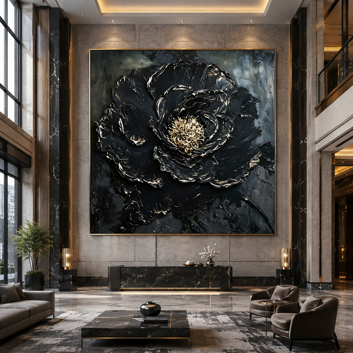 AVIORART Charcoal Rose Wall Art Canvas