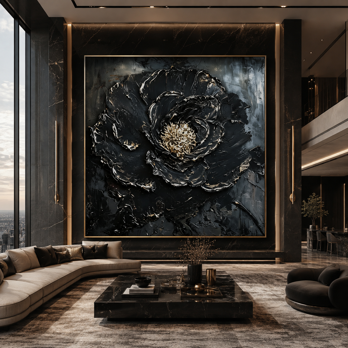 AVIORART Charcoal Rose Wall Art Canvas