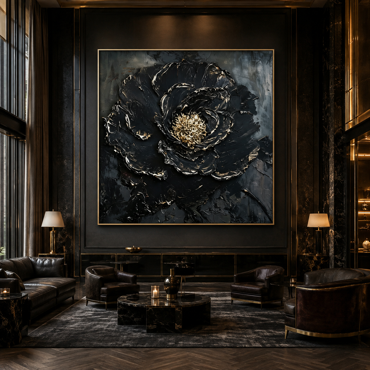 AVIORART Charcoal Rose Wall Art Canvas