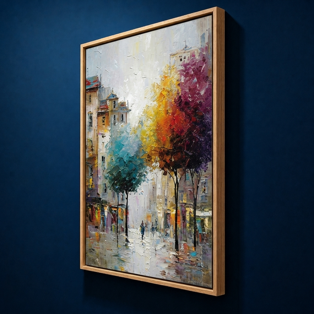 AVIORART Colorful City Trees Wall Art Canvas