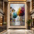 AVIORART Colorful City Trees Wall Art Canvas