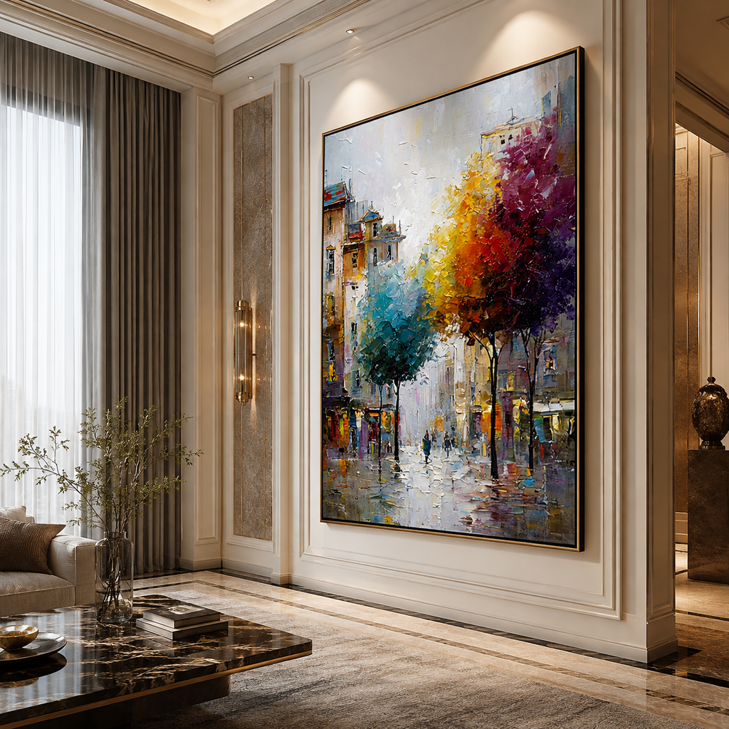 AVIORART Colorful City Trees Wall Art Canvas