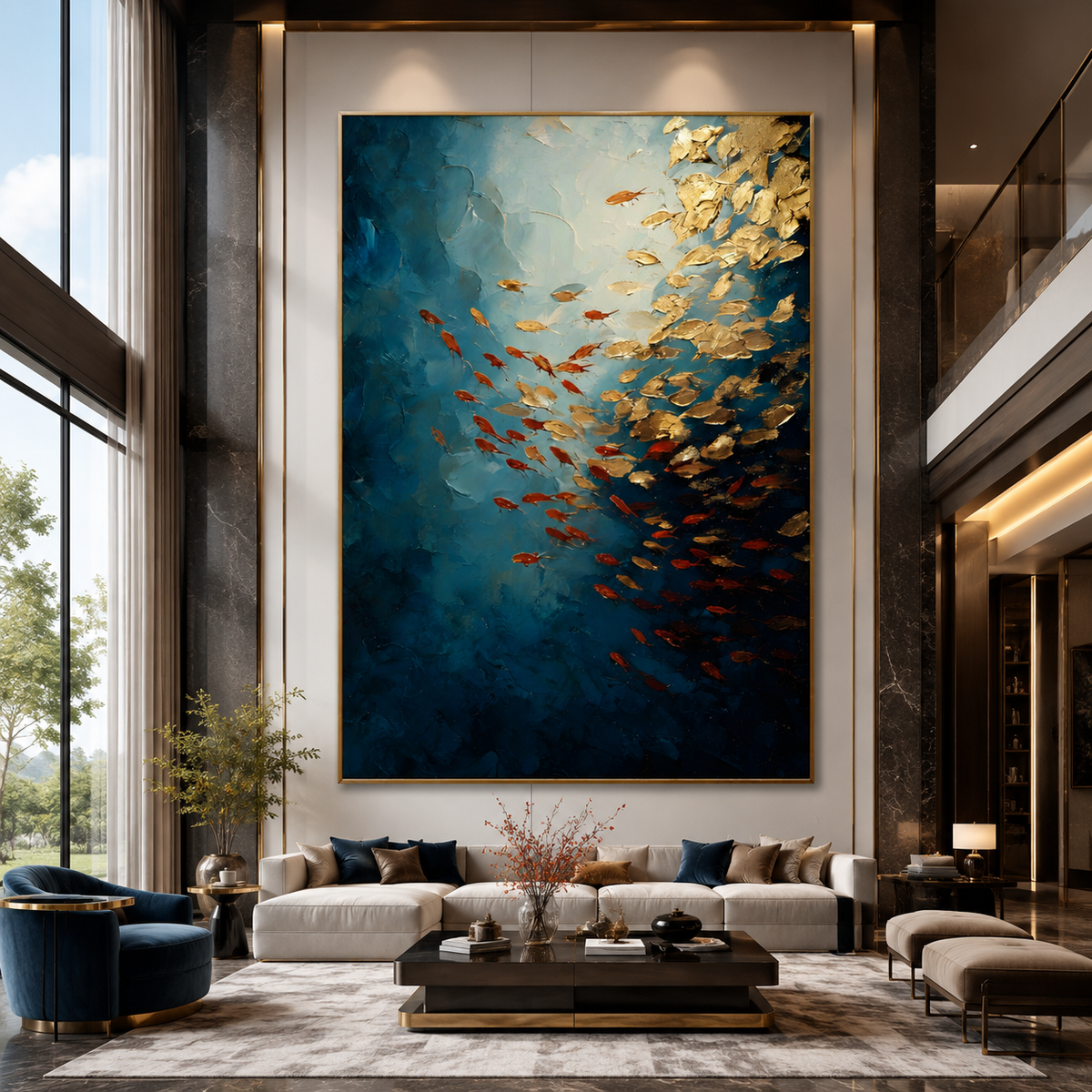AVIORART Currents of Gold and Flame Wall Art Canvas