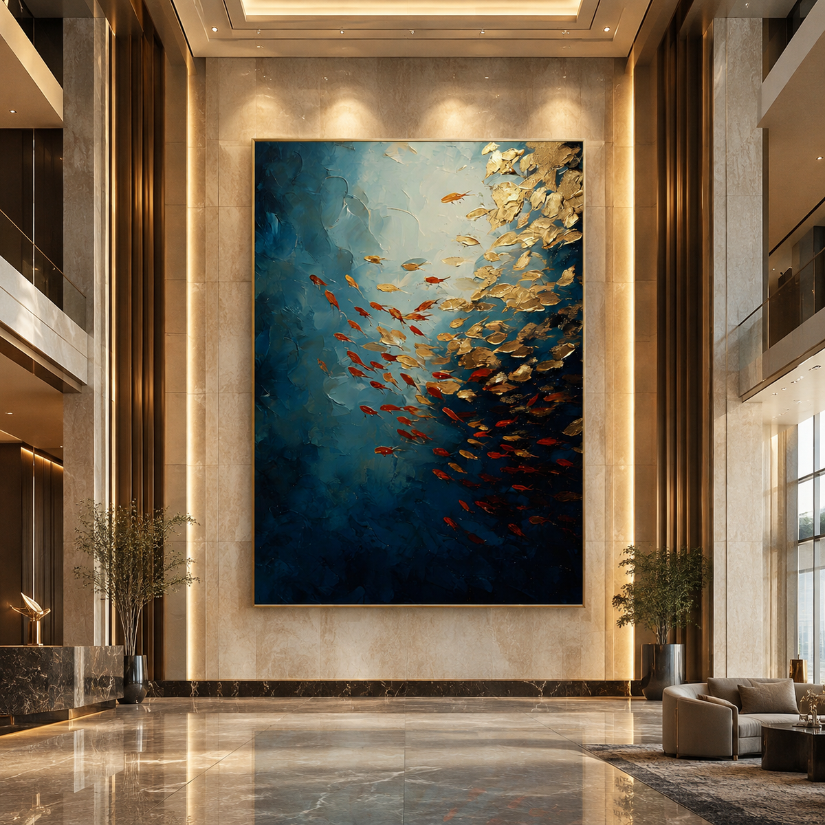 AVIORART Currents of Gold and Flame Wall Art Canvas