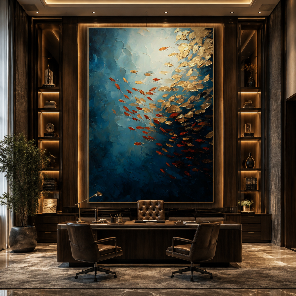 AVIORART Currents of Gold and Flame Wall Art Canvas