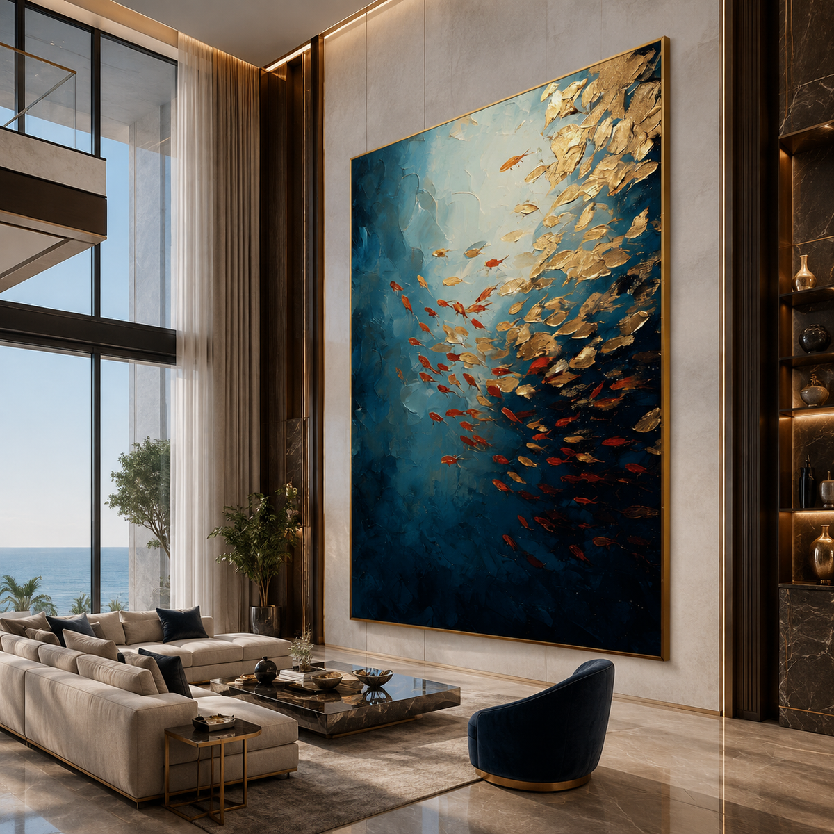 AVIORART Currents of Gold and Flame Wall Art Canvas