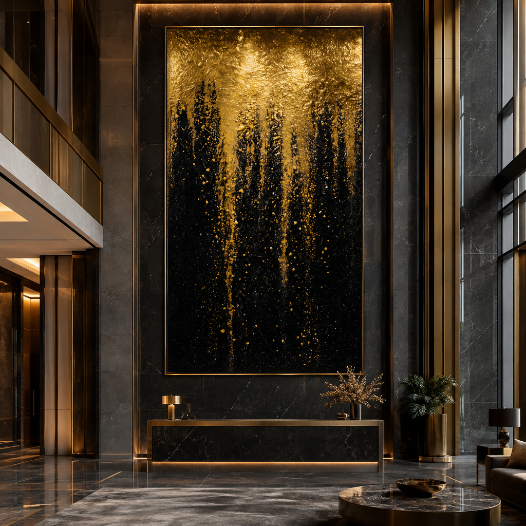 AVIORART Falling Gold Wall Art Canvas