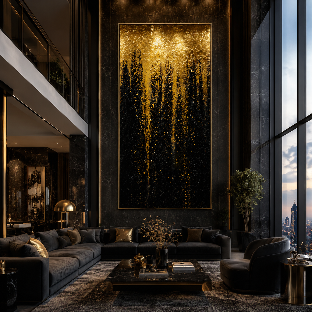 AVIORART Falling Gold Wall Art Canvas