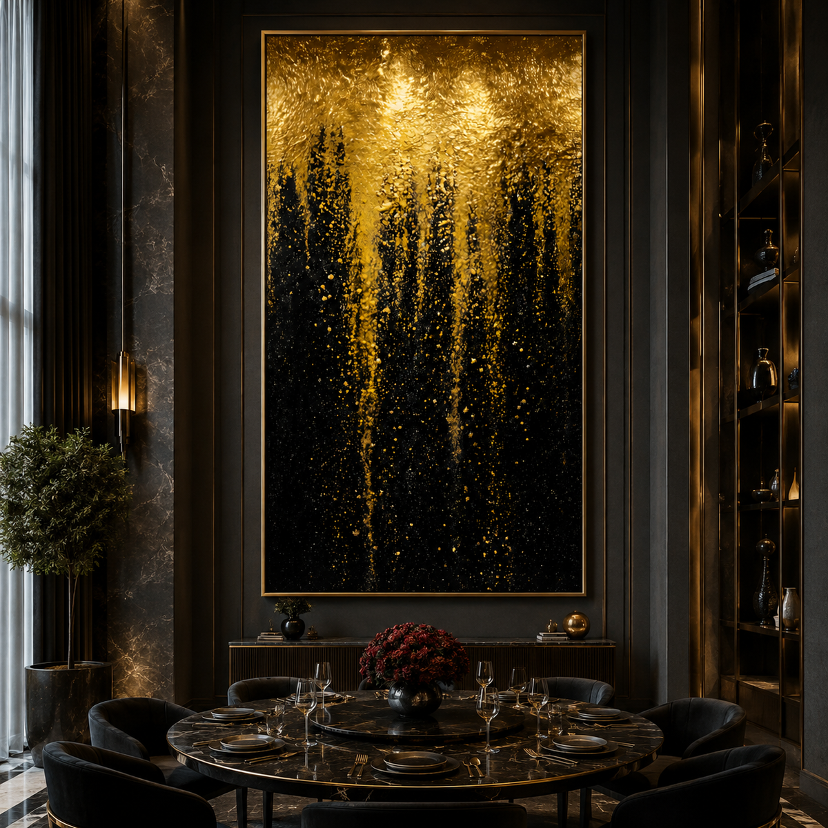 AVIORART Falling Gold Wall Art Canvas