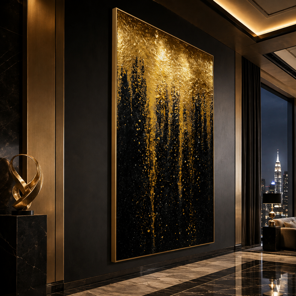 AVIORART Falling Gold Wall Art Canvas