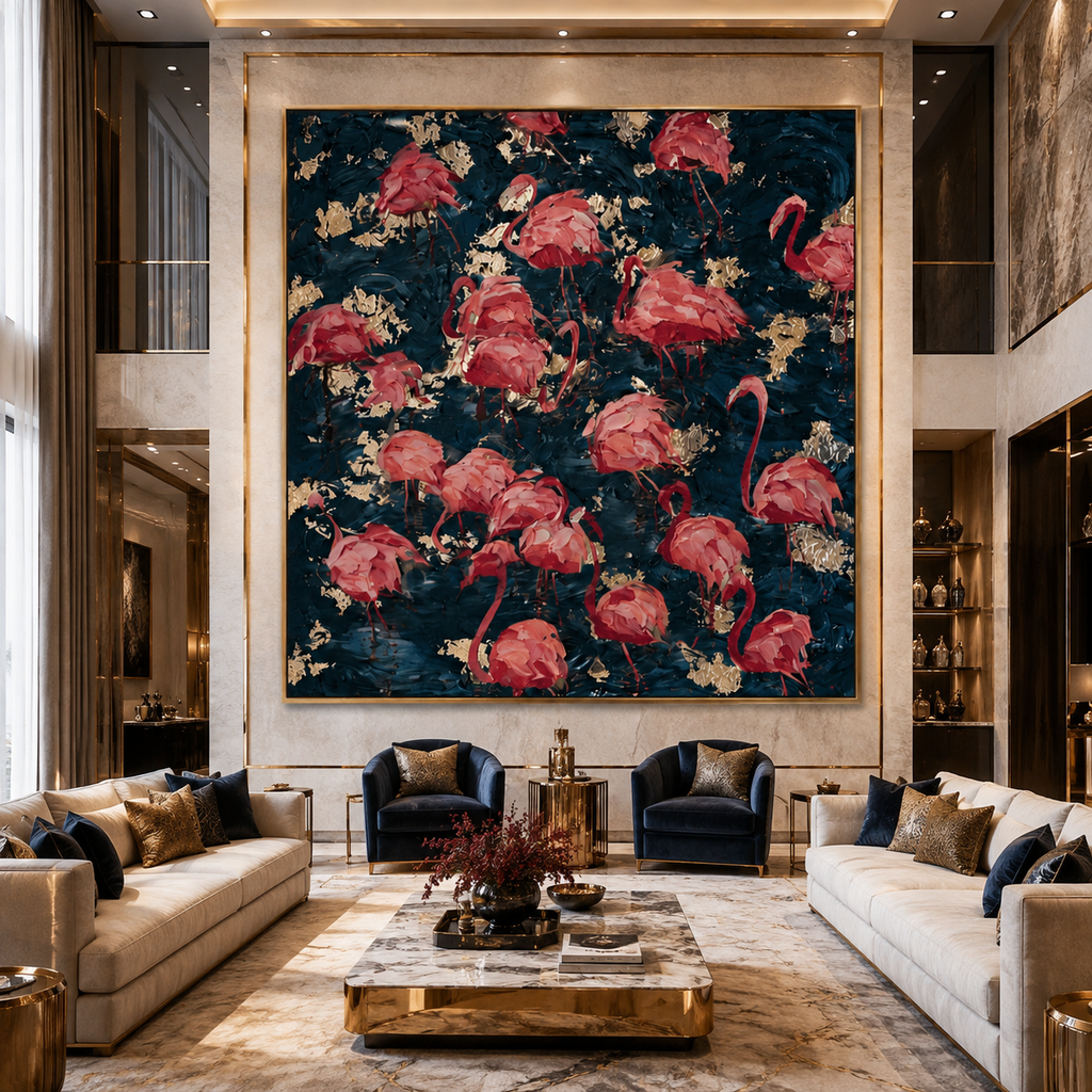 AVIORART Flamingo Party Wall Art Canvas