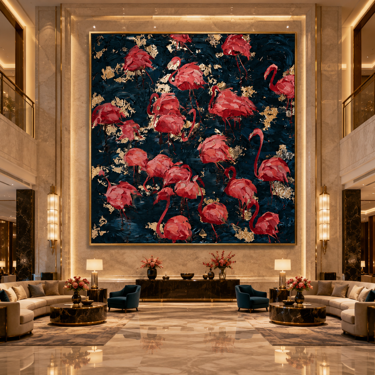AVIORART Flamingo Party Wall Art Canvas