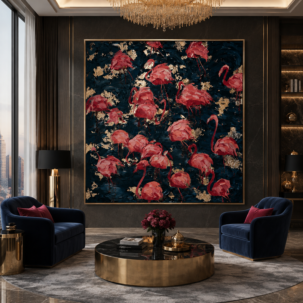 AVIORART Flamingo Party Wall Art Canvas