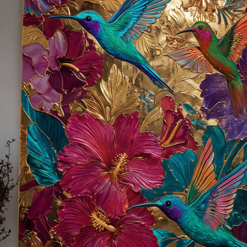 AVIORART Lucky Hummingbirds Wall Art Canvas