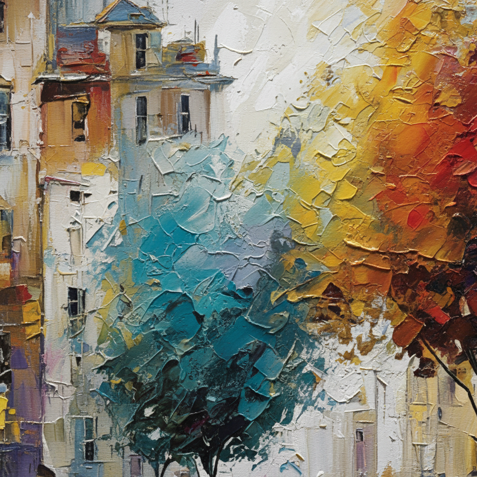 AVIORART Colorful City Trees Wall Art Canvas