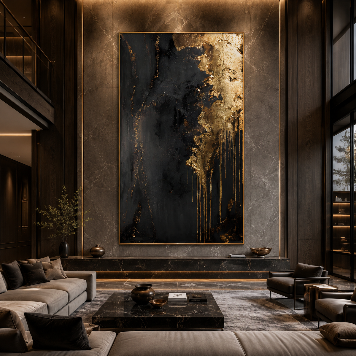 AVIORART Gold Falls Wall Art Canvas