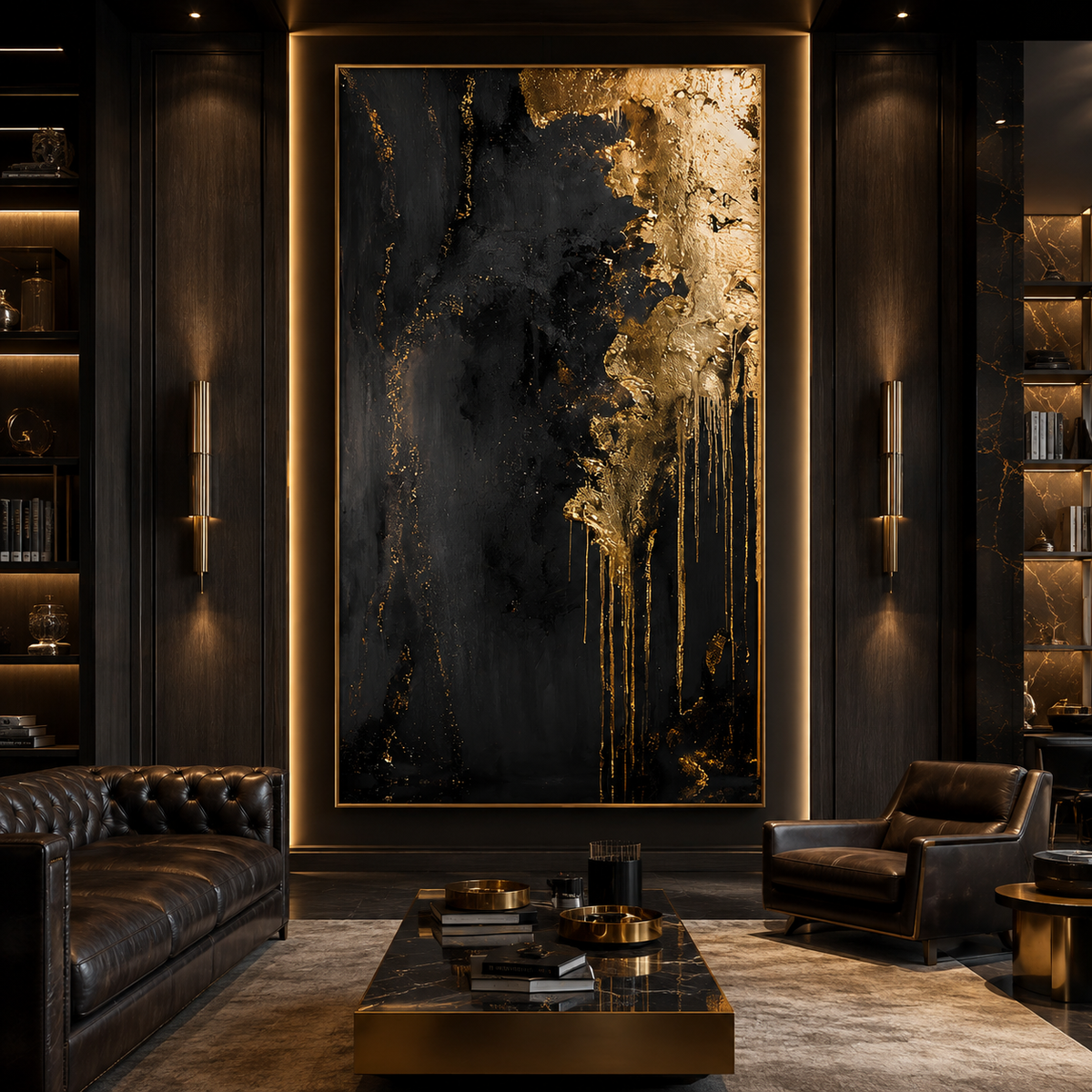 AVIORART Gold Falls Wall Art Canvas
