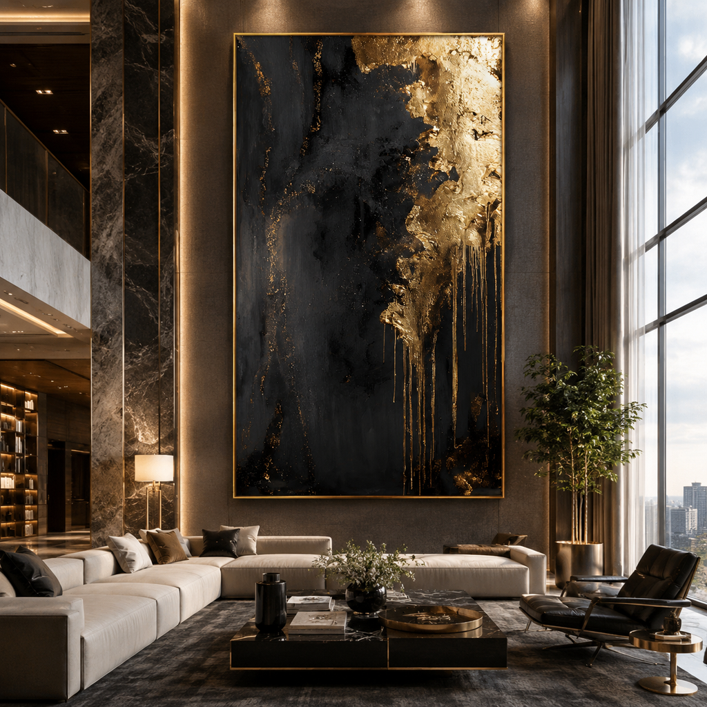 AVIORART Gold Falls Wall Art Canvas
