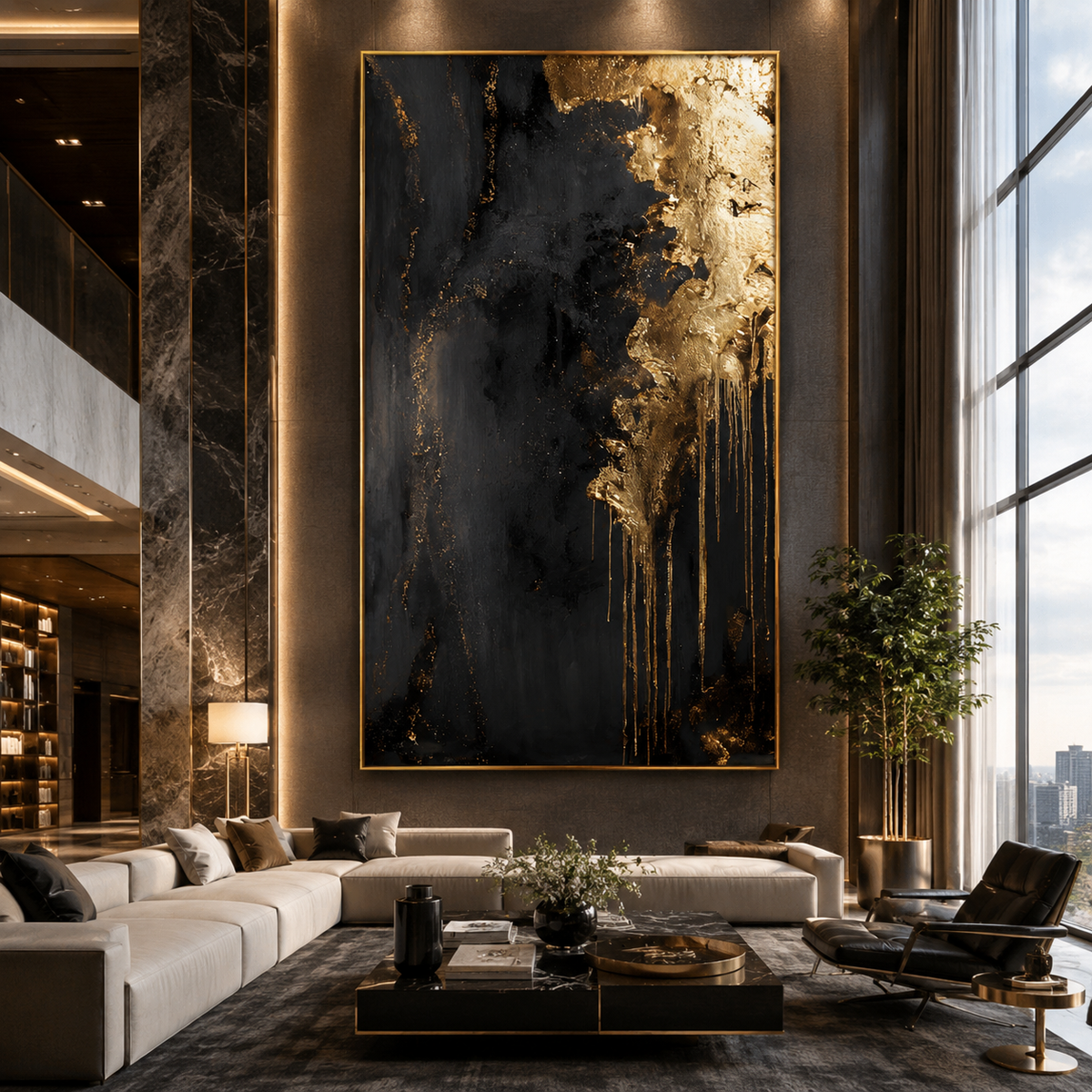 AVIORART Gold Falls Wall Art Canvas