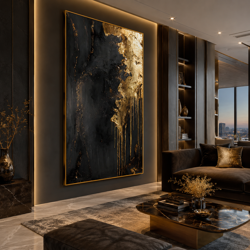 AVIORART Gold Falls Wall Art Canvas