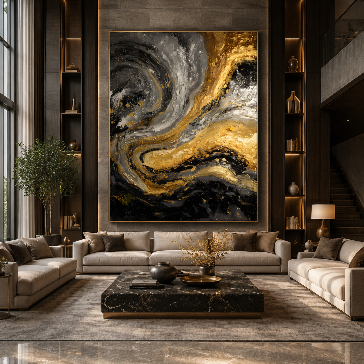 AVIORART Gold Marble Wall Art Canvas