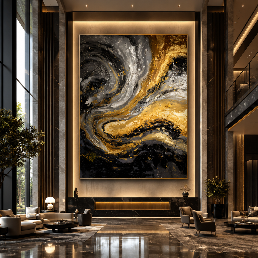 AVIORART Gold Marble Wall Art Canvas