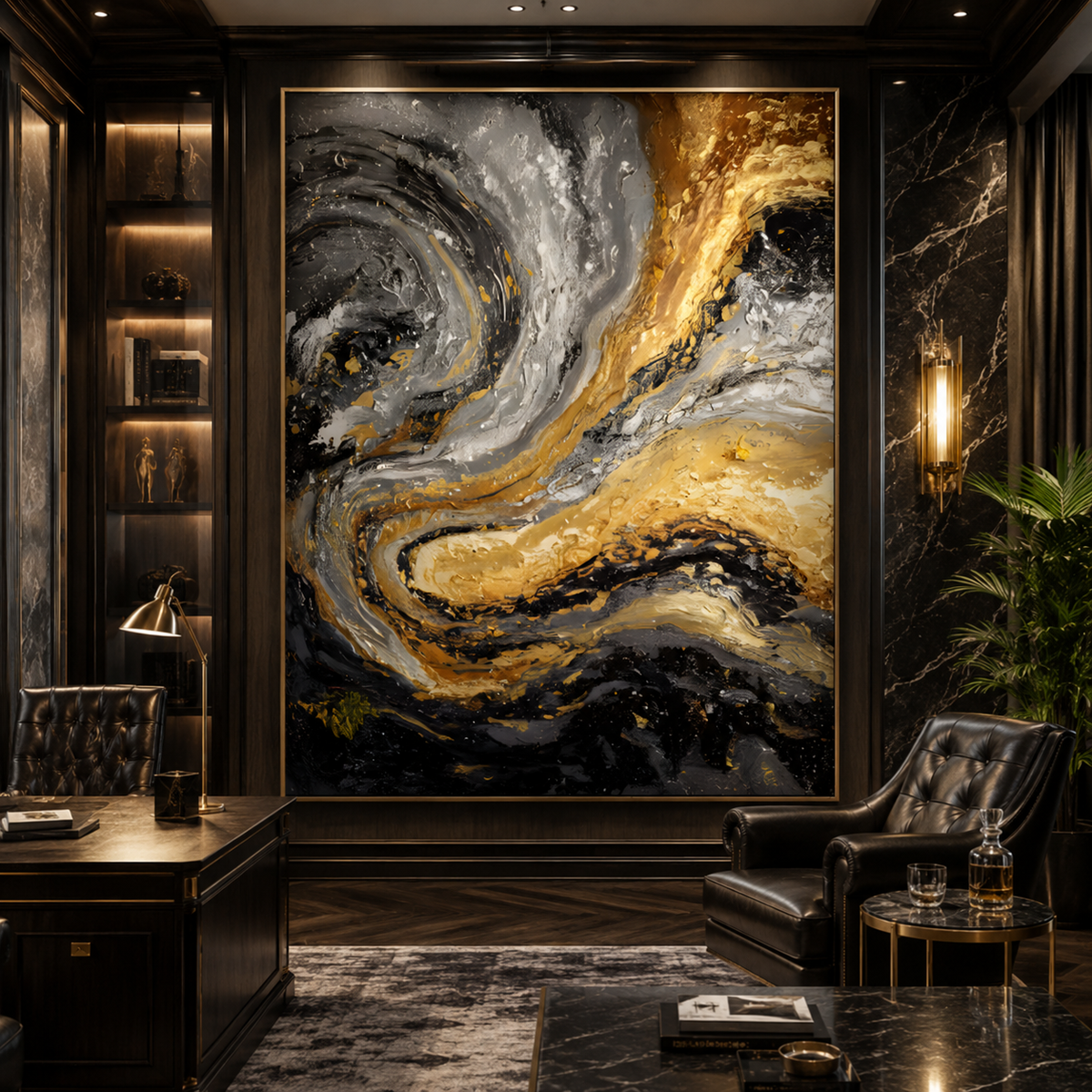 AVIORART Gold Marble Wall Art Canvas