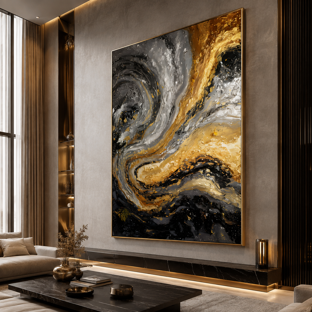 AVIORART Gold Marble Wall Art Canvas