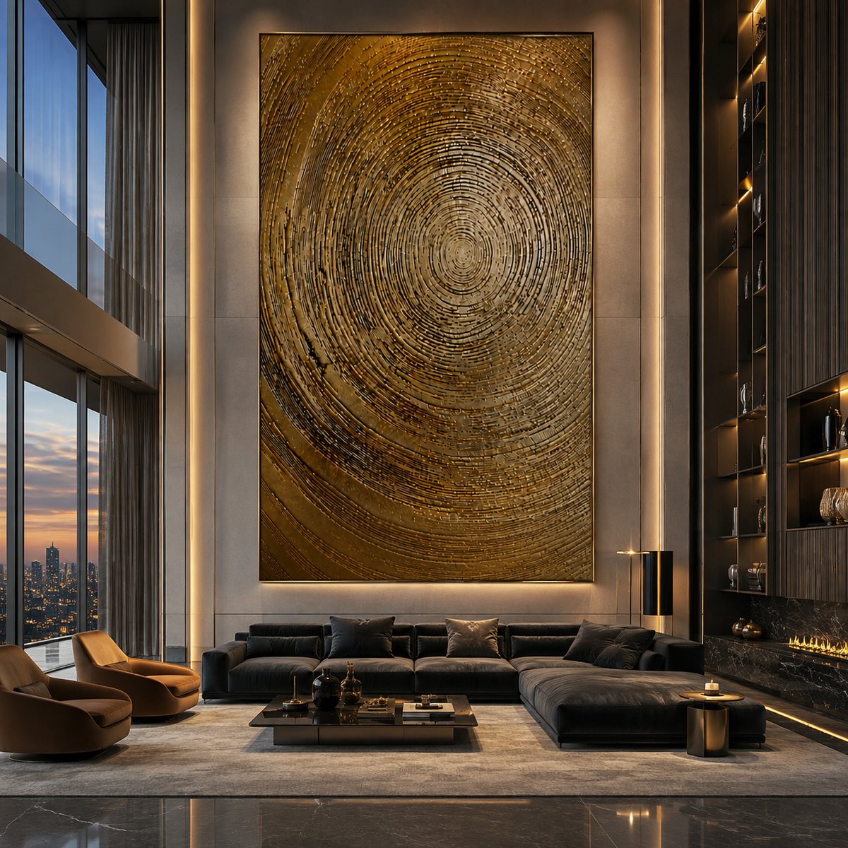 AVIORART Gold Orbit Wall Art Canvas