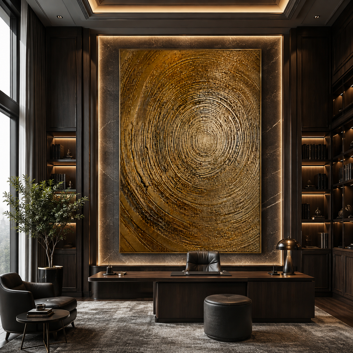 AVIORART Gold Orbit Wall Art Canvas