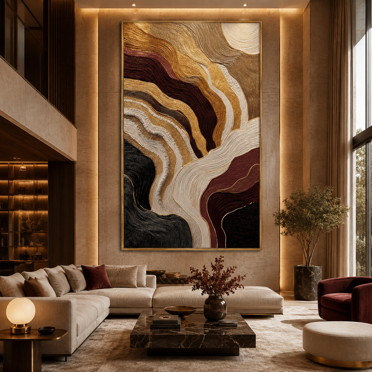 AVIORART Gold Strata Wall Art Canvas