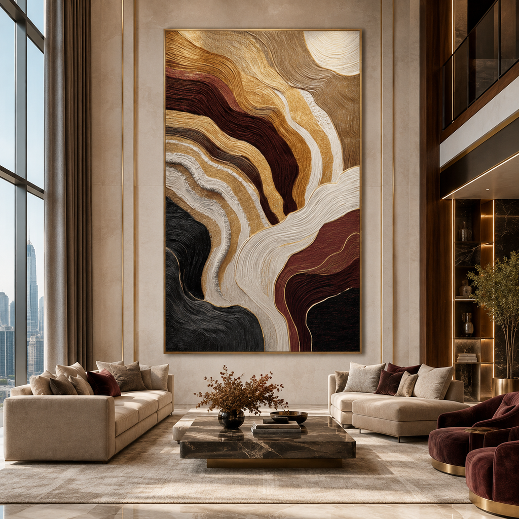 AVIORART Gold Strata Wall Art Canvas